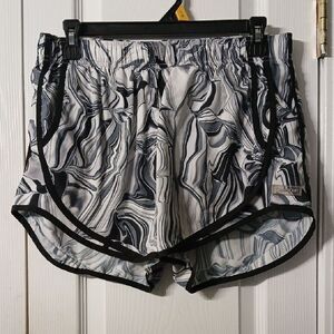 Calvin Klein Black Gray abstract lined athletic shorts Sz M EUC